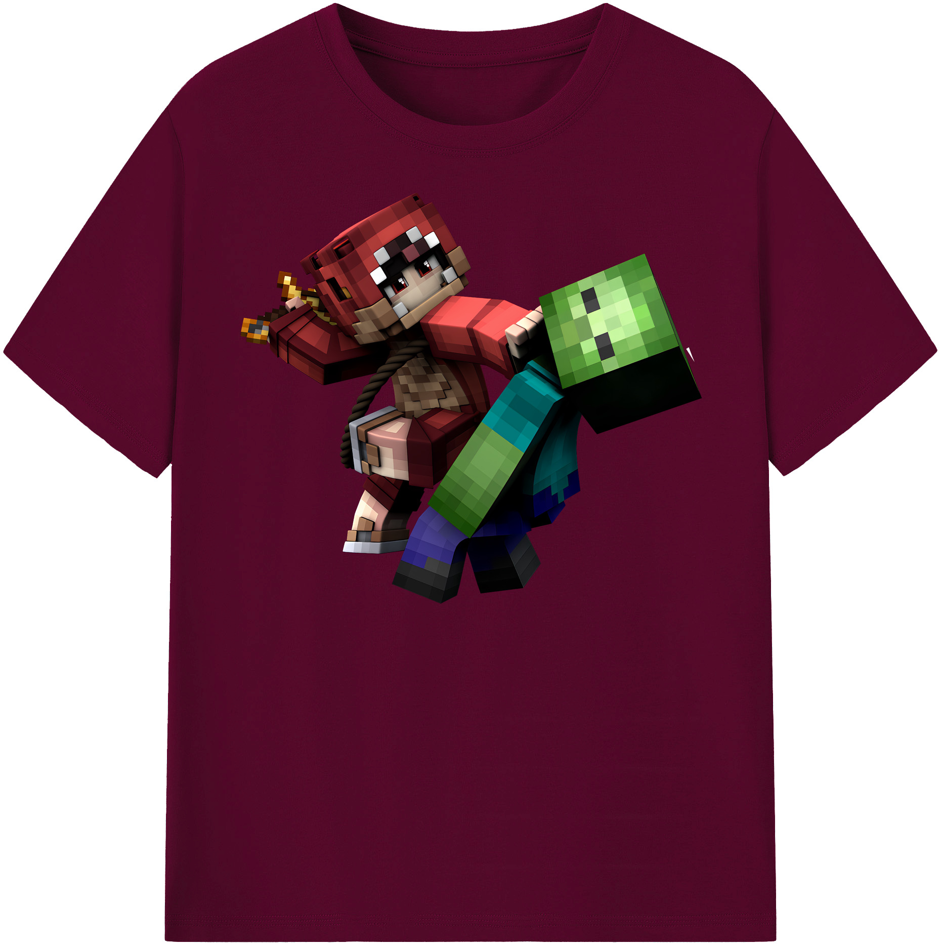 マインクラフト ブロックの世界 Minecraft MC Block world レディースカジュアルプリントTシャツ（綿100％）